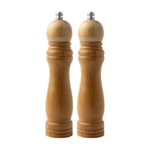 Bambu Gövdeli Komple Ahşap Tuz Karabiber Değirmeni Baharat Öğütücüsü Orta Boy 21 Cm 2 Adet 000 Açık Krem