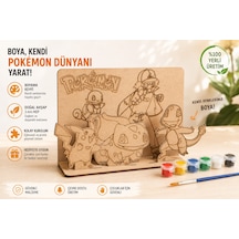 Sevimli Canavarlar 2 Temalı Ahşap Boyama Seti 3d Geçmeli Mdf Dekor, 6 Renk Boya Ve Fırça Dahil