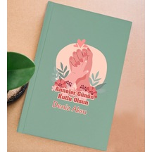 Bk Gift Kişiye Özel İsimli Dtf Anneler Günü Tasarımlı Yeşil Sert Kapaklı Defter-3, Anneye Hediye Kobitmeyencom30665 Bk Gift