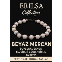 Erilsa 6mm Terahertz & Beyaz Mercan Taşı Bileklik Sakinlik Çok Renkli