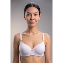 Laperissa Micro Kaplı T-shirt Bra Askılı Örme Sütyen Beyaz