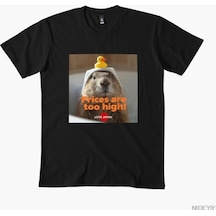 Flood Of Style Fiyatlar Çok Yüksek Erkekler Kadınlar İçin Komik Marmot Meme T-shirt % 100% Pamuklu T Shirt Siyah