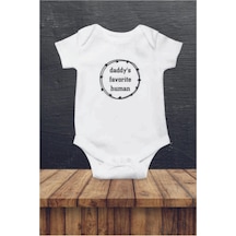 Hediyenza Daddy s Favorite Human Özel Tasarım Bebek Zıbın Pamuklu Çıtçıtlı Body Beyaz