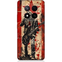 Redmi Note 14 Pro Plus Uyumlu Kırmızı Gitar  Desenli Silikon Kılıf