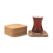 Bambu Kare Çay Tabağı Bardak Altlığı 6'lı Set Dekoratif Ve Doğal Bambu Altlık Şık Ve Dayanıklı Tasarım 10cm X 10cm Akasya