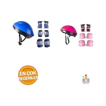 Pembe Ve Mavi Bisiklet Scooter Kask Dizlik Seti - Güvenliği Ön Planda Tutan Koruyucu Ekipman Çok Renkli