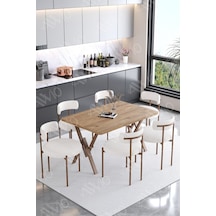 Avvio Fabio Teddy Sandalye 80x140 Yemek Masası Mutfak Masası 6 Kişilik Masa Sandalye Takımı Akçaağaç