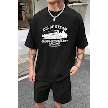 Uyguntarz Unisex Age Of Steam Baskılı Şort Takım Siyah