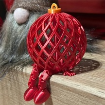 Hareketli Bacaklı Kırmızı Örgü Desenli Yılbaşı Süsü 4 Adet - 3d Baskı Dekor