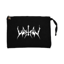 Watain Logo Yazı Siyah Clutch Astarlı Cüzdan / El Çantası Siyah