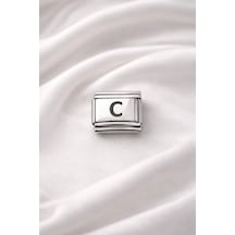 C Harfi Charm Çelik Harfli Bileklik Aksesuarı ,kişiye Özel Modüler Takı Altın - Gümüş