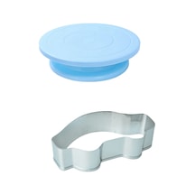 Küçük Araba Çerez Kesici Kesilmiş Kalıp Parti Ve Plastik Kek Döner Tabla Dönen Kaymaz Yuvarlak Kek Dekorasyon Standı Çerez Kesiciler