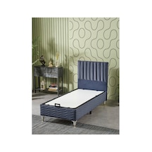 Beehanem Ezgi İndigo 120x200 Modern Baza Başlık Seti Geniş Tek Kişilik Baby Face Kumaş 2'li Set 120 x 200