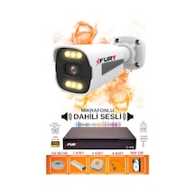 Fury 1 Li Sesli 6 Warm Led Gece Renkli Görüş Su Geçirmez Güvenlik Kamerası Seti 500gb