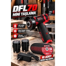 Dfl70 12v 2.0ah Çift Akülü Mini Taşlama Makinesi 76 Mm Kesici Disk 10 Adet Taş Hediyeli