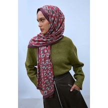Silk Home Eco Viscose Leopar Desen Şal 6001 Kırmızı-Vizon