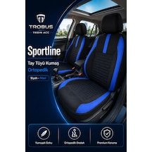 Skoda Rapid 2012 Sonrası Uyumlu Sportline Serisi Siyah Mavi Ortopedik Tay Tüyü Koltuk Kılıfı