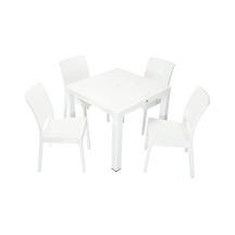 Mandella Elit Rattan 90x90 Elit Sandalye Masa Takımı Beyaz Çok Renkli