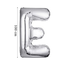 Folyo Balon E Harfi Helyum Balon 100 Cm Gümüş Renk - E Harf Balon - Harf Folyo Silver Balon Çok Renkli