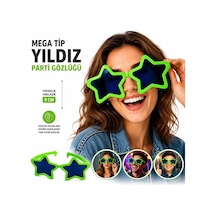 Mey İthalat Mega Tip Yıldız Parti Gözlüğü Yeşil Renk Çok Renkli