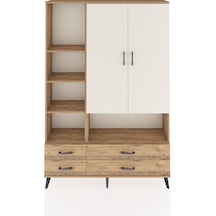 Arges Dolap 8 Raflı 4 Çekmeceli 2 Kapaklı 132x30x195 Çam-aytaşı/çam Aytası/atlas Çam