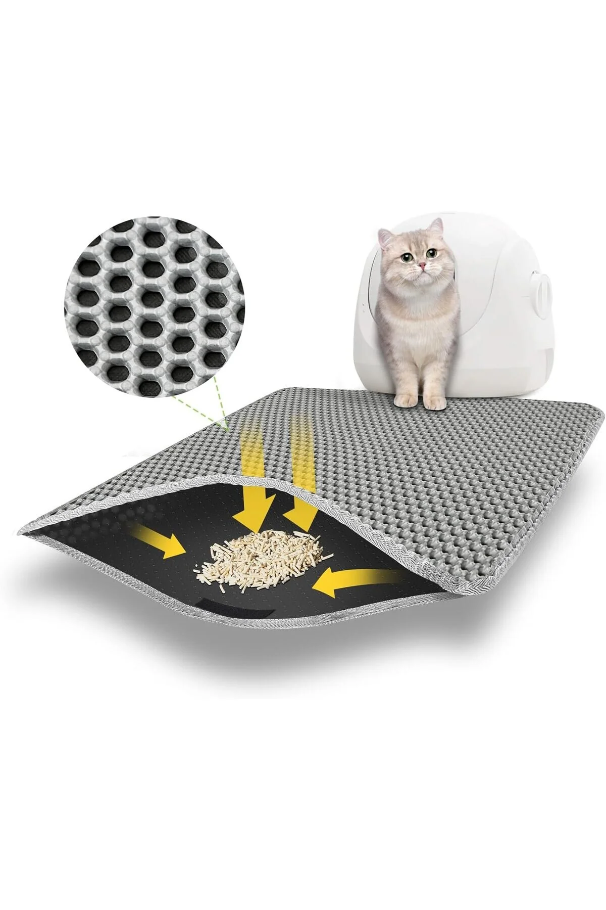 Elekli Kedi Tuvalet Önü Paspası , Kedi Kumu Paspası 65x45 Cm