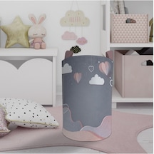Mekta Home Bebek Ve Çocuk Odası Kalp Ve Bulut Balon Desenli Oyuncak Sepeti Renkli Çok Renkli