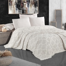 Damask Design Çift Taraflı Jakarlı Keten Pamuk Dokuma Battal Boy( Bej-240X260 Cm Bej