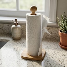 %100 Doğal Bambu Kare Kağıt Havluluk - Minimalist Dik Ahşap Havlu Standı 12x28 Cm, 1 Adet 4 Renk