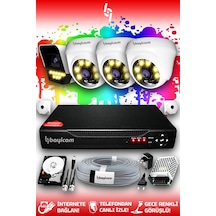 Bayicam 4 Kameralı Süper 3 İç Kamera Set 500 GB 5 MP 2K Renkli Gece Görüşlü Güvenlik Kamerası Sistemi