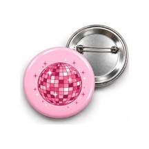 Pembe Disko Topu - 58mm Rozet Çok Renkli
