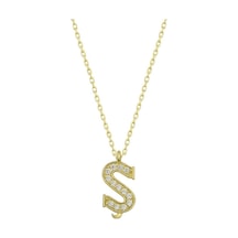 Gümüş Gold Ş Harfi Kadın Kolye (547196643)