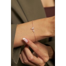 Zirkon Taşlı Rose Aşk Meleği Eros Minimal Gümüş Bileklik