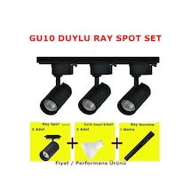 Mini Ray Spot Set 3 Spot + 1M Ray + 3 Ampul Siyah Kasa Sarı Işık
