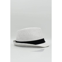 Kadın Hasır Fedora Şapka - Beyaz - Standart