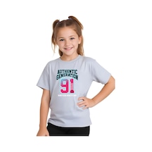 Panios Kids Baskılı Kız Çocuk Kısa Kollu T-shirt Gri