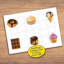 Çikolatalı Yiyecekler Çocuklara Özel Puzzle Yapboz Tablo-240pz