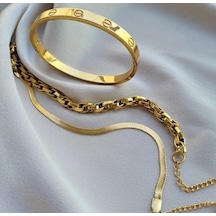 Klasikler Birarada 3'lü Çelik Bileklik Sns17 Gold