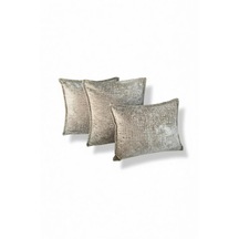 Kırlent İthal Kadife Kumaş 3'lü Set - Yumuşak Dokulu Dekoratif Özel Tasarım Kırlent Kılıfı Bej