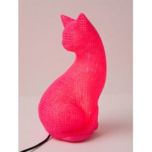 Dekoratif Kedi Figürlü Gece Lambası 3d Yazıcı Baskı Hediyelik Masa Lambası Aydınlatma 23cm Pembe