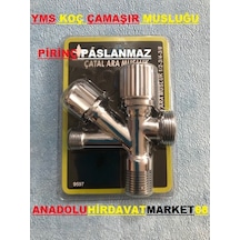 Koç Ara Musluk Çatal Çamaşır Makina Musluğu Pirinç Gri