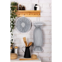 2'li Mutfak Seti Çok Amaçlı Organizer Düzenleyici Poşetlik Ve Pilav Demleme Örtüsü Takımı Kırmızı Puantiye Siyah