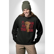 Bunu Alabilirsin Çantadan Çıkan Ayı Unisex Siyah Baskılı Sweatshirt Siyah