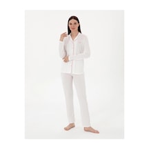 Angbutik Pıerre Cardın 7717-s Bayan Gömlek Pijama Takımı Krem