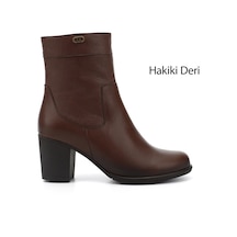 Gönderi(R) Gönderi R Kadın Kahve Floter Fermuarlı Kalın Topuklu Hakiki Deri Bot Gkzb13448457 Kahve