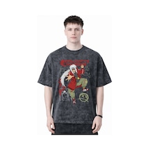Tasarım Jiraiya Naruto Anime Baskılı Unisex Oversize Eskitme Yıka Siyah