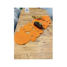 Jüt, Hasır,sarmal Model, Dekoratif Masa Örtüsü, Runner 40x110 Cm, Sehpa Örtüsü, Bohem Tarzı Turuncu Turuncu