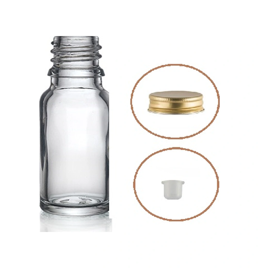 10ml Şeffaf Şişe Sarı Metal Düz Kapaklı, 24 Adet, Cam Şişe, Esans Şişesi, Yağ Şişesi, Kozmetik Şişesi