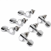 Elektro Ve Akustik Gitar 6'lı Akort Burgusu Seti Oval Metal Krom 3l + 3r
