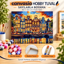Sayılarla Boyama Numaralı Tuval Seti Boya Fırça Dahil 40x50 Cm Gece Şehri